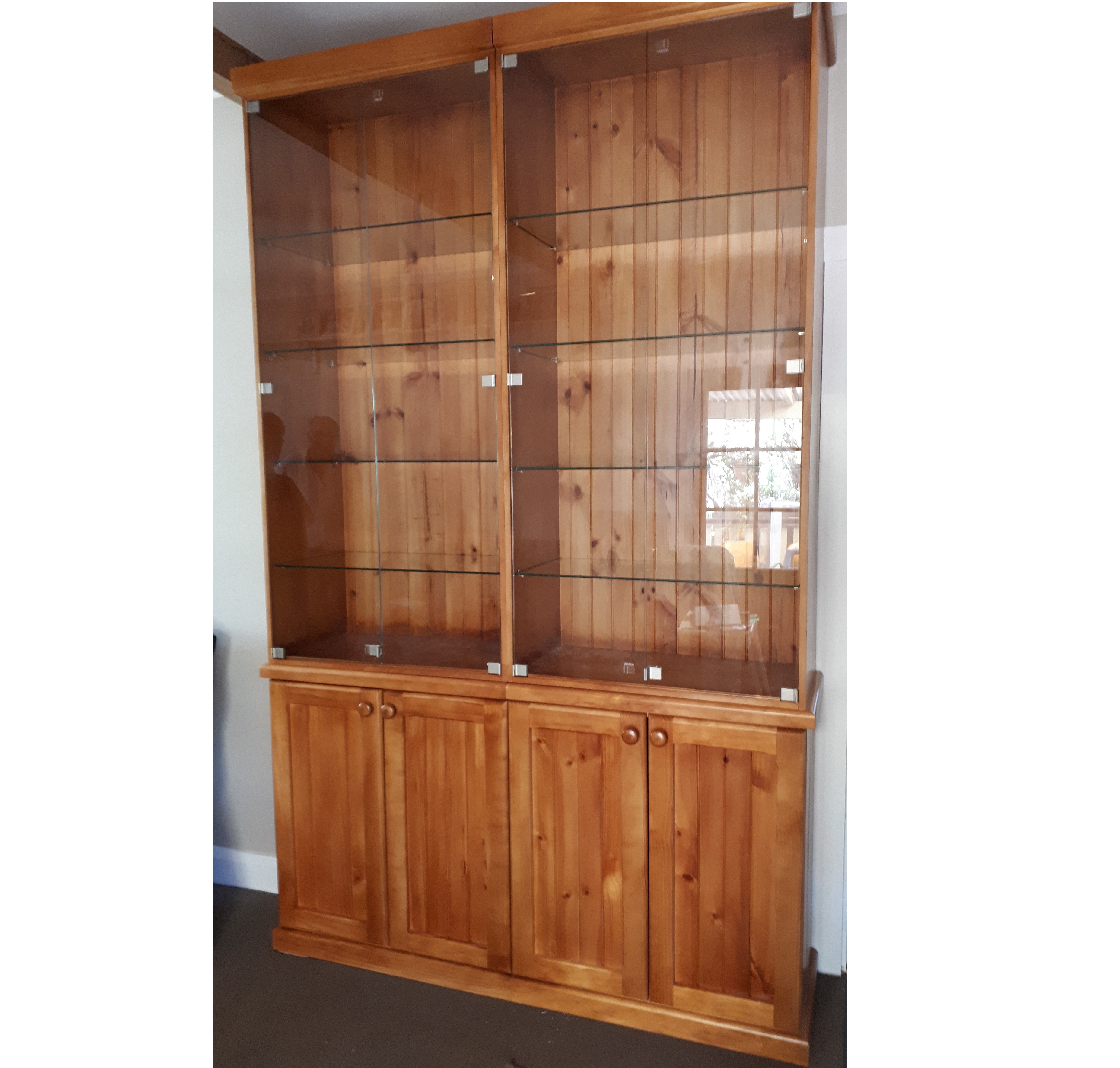 Custom Pine & Glass Display Cabinet